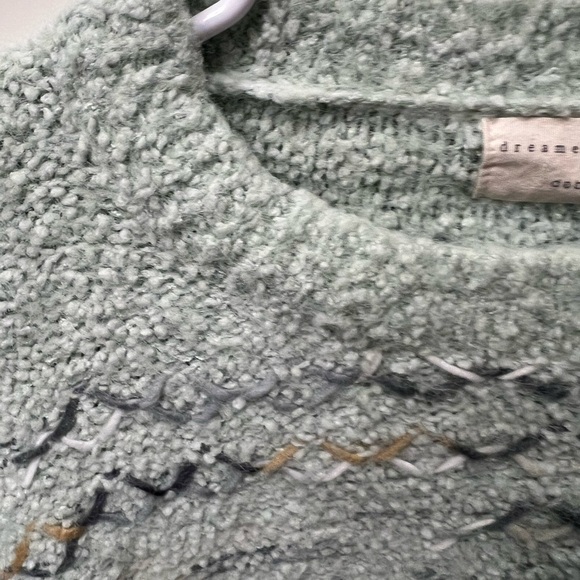 Mint Green M/L Crew Neck Sweater with Fluffy Texture - Picture 2 of 9